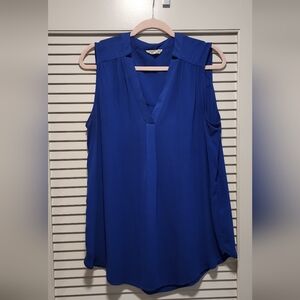 Pleione Vibrant Blue V-Neck Blouse